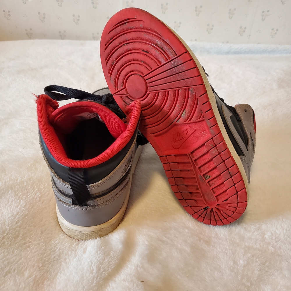 Nike Air Jordan Boys Black, Gray and Red High-Top Sneakers - Picture 2 of 3